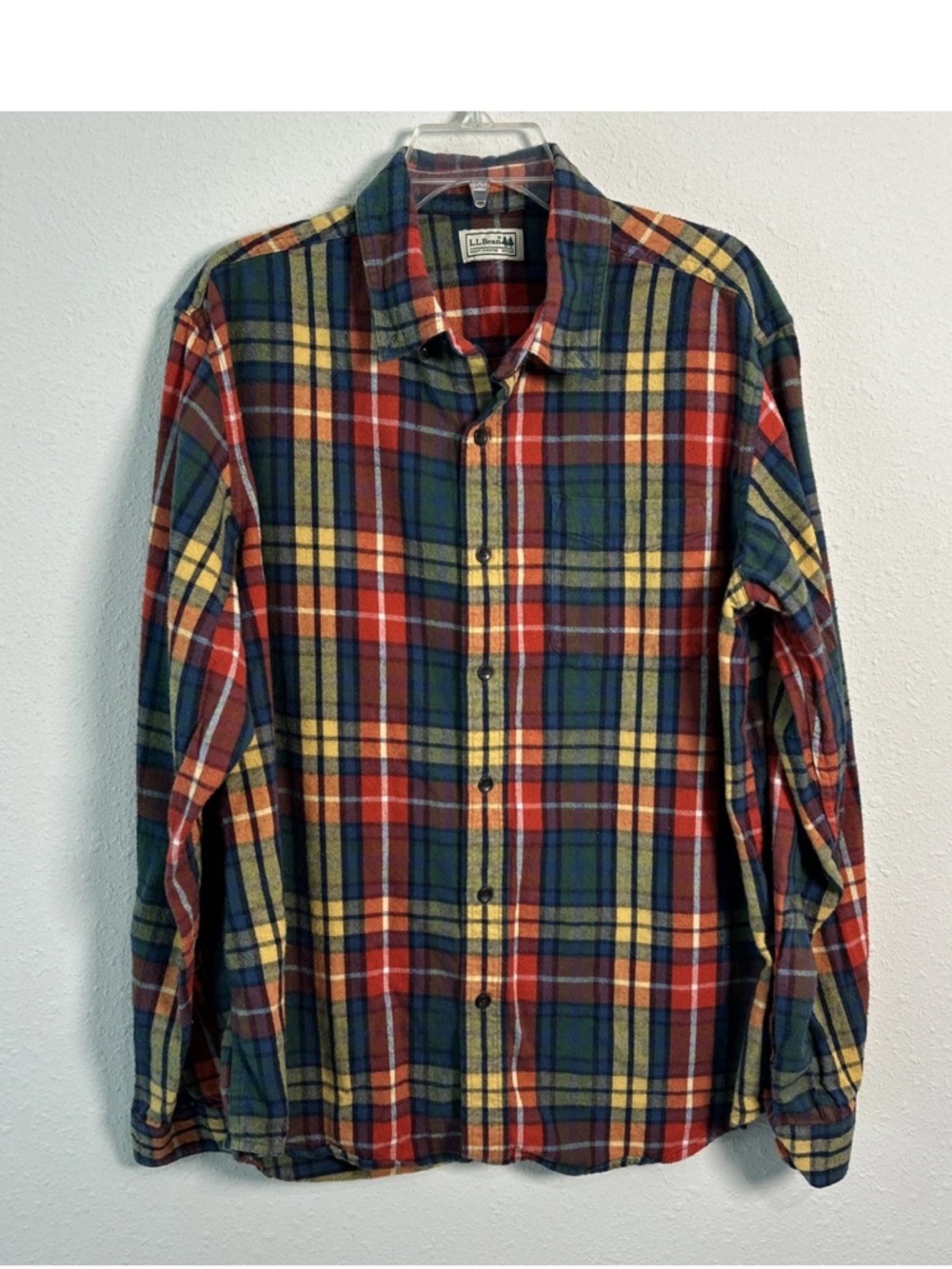 Vintage L.L. Bean Scotch Plaid Flannel Shirt Men’s Large Multicolor Long Sleeve